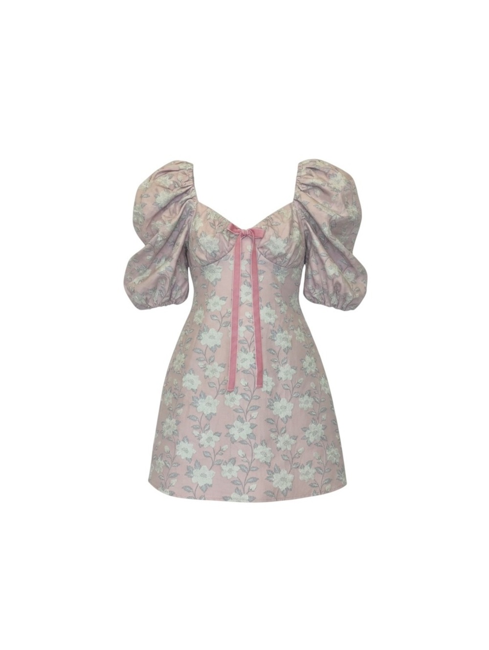 Day + Moon Dress Womens M Pink Floral Jacquard Puff Sleeve Mini NWT Coquette